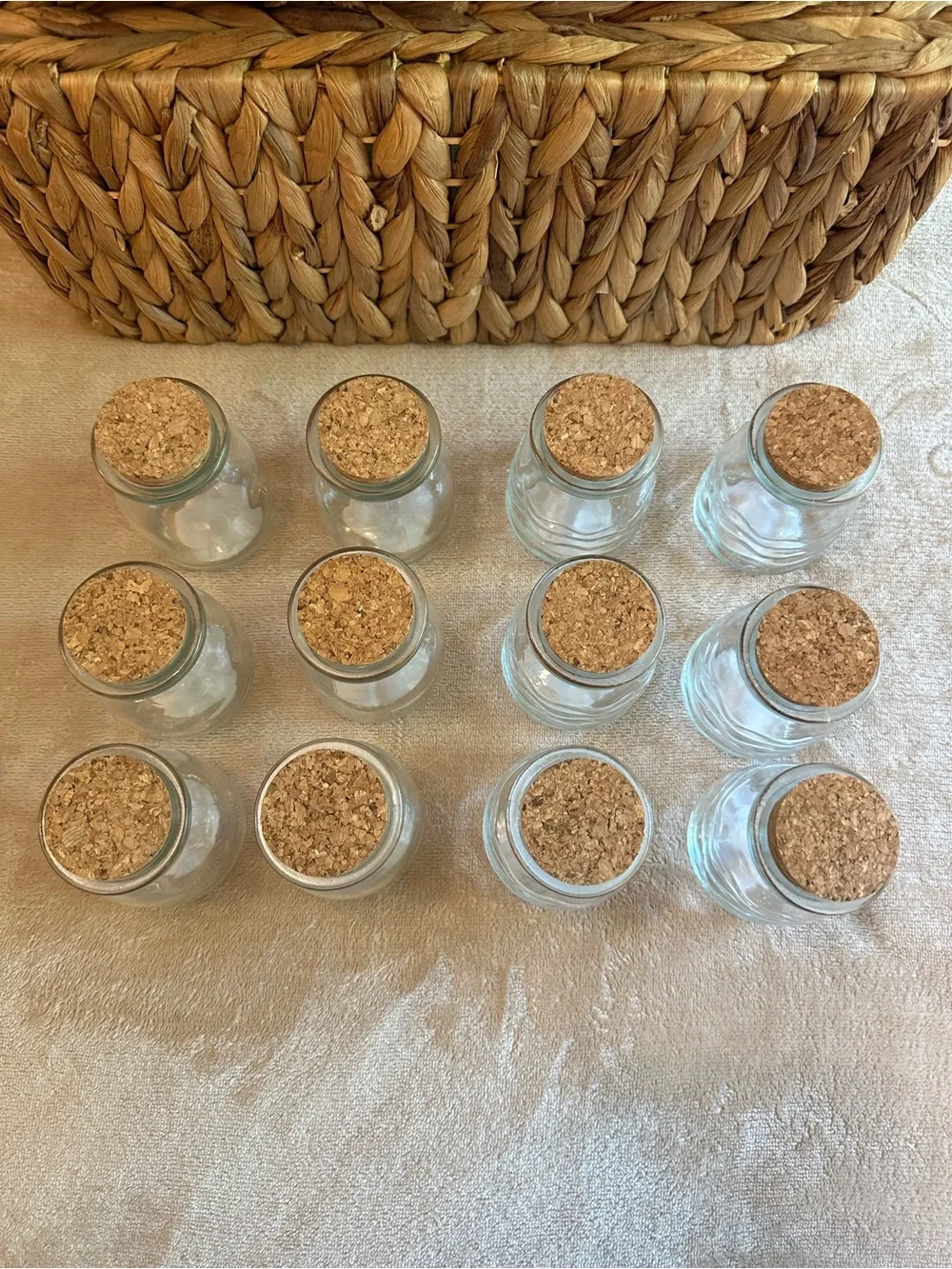 Glass Cosmetic Jars with Cork Lids — Neutral Brown